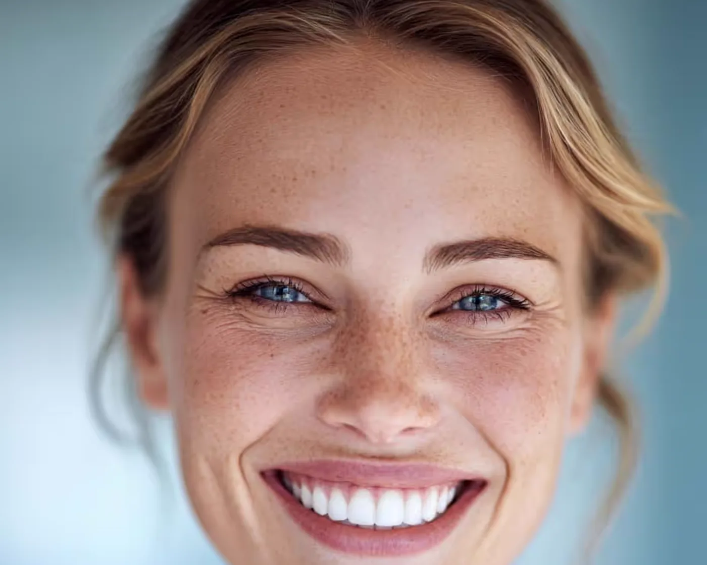 Sourire sain après des soins des gencives